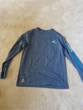 Vineyard Vines Men's Long-Sleeve Performance Shirt - Navy Heather with Teal Logo